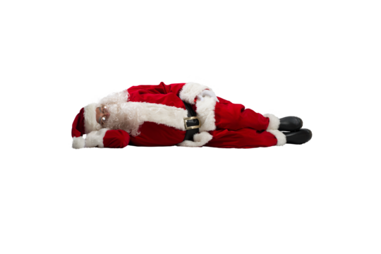 santa claus is tired and sleeps from exhaustion - Powered by Adobe