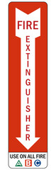Fire extinguisher arrow sign and labels