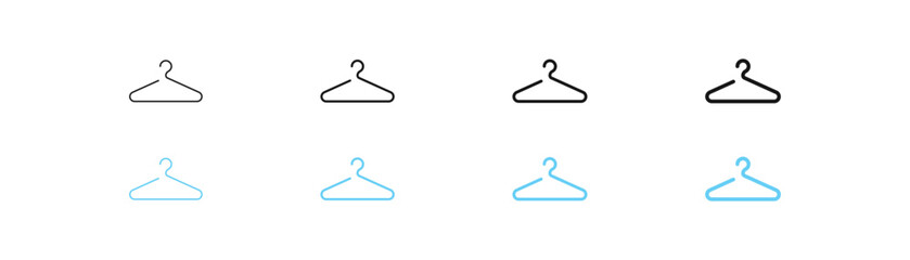 Hanger icon. Coat sign. Wardrobe symbol. Closet symbols. Black and blue color. Vector sign.