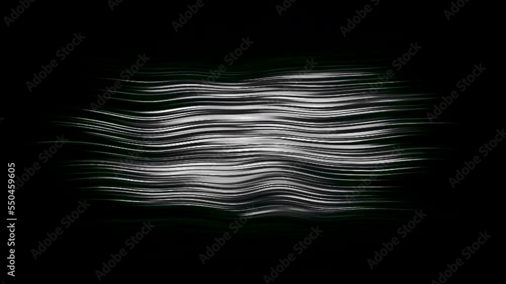 Poster background with moving distortion bands. motion. noisy signal with stripes on black background. shim