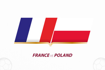 France vs Poland in Football Competition, Round of 16. Versus icon on Football background.