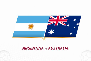 Obraz na płótnie Canvas Argentina vs Australia in Football Competition, Round of 16. Versus icon on Football background.