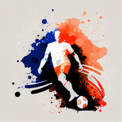Dutch national football player. Netherlands soccer team. Dutch soccer poster. Abstract Netherlands football background