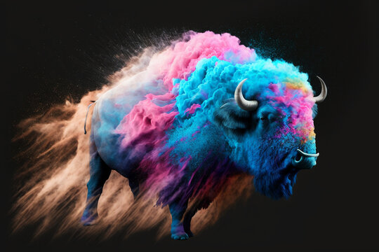 colorful buffalo surreal wallpaper