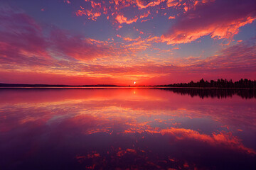 Fototapeta na wymiar colorful sunset over the lake
