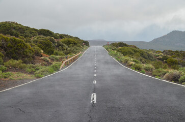 Road on Cloudy Day in El Teide National Park