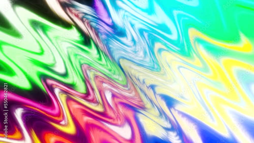 Poster colorful psychedelic zigzags move in waves. motion. hypnotic animation with wavy colorful stripes. l