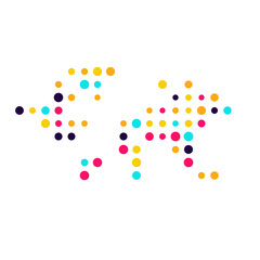 World Map Silhouette Pixelated generative pattern illustration