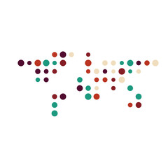 World Map Silhouette Pixelated generative pattern illustration