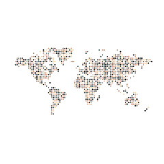 Fototapeta premium World Map Silhouette Pixelated generative pattern illustration