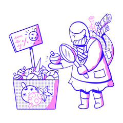 Student Buys Christmas Decorations