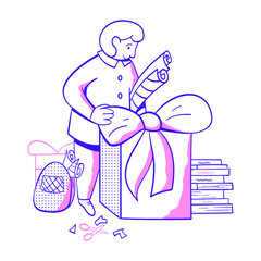 Student Is Wrapping A Large Gift