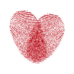 Fingerprint heart, love concept, design for Valentine's Day cards, wedding invitations, illustration over a transparent background, PNG image