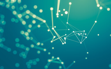 Abstract background. Molecules technology with polygonal shapes, connecting dots and lines. Connection structure. Big data visualization.