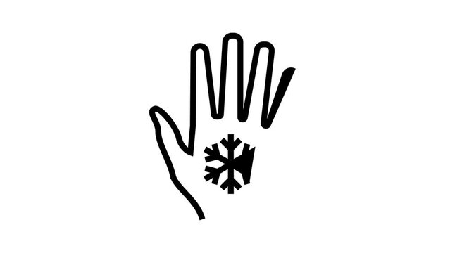 cold hands and feet line icon animation
