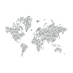 Fototapeta premium World Map Silhouette Pixelated generative pattern illustration