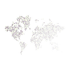 Fototapeta premium World Map Silhouette Pixelated generative pattern illustration
