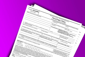 Obraz premium Form 433-D (SP) documentation published IRS USA 44052. American tax document on colored