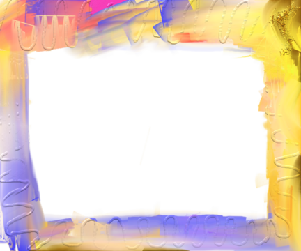Painted abstract multicolored textured border or frame with negative space and transparency. Embellishment stationary element with sparkling material for posts, flyers and wide range of projects.