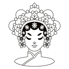 Isolated geisha asian draw vector illustration