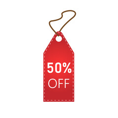 Red tag 50 percent off