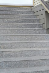 View of empty grey staircase outdoors, closeup