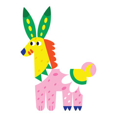 Isolated colored donkey alebrije icon Vector