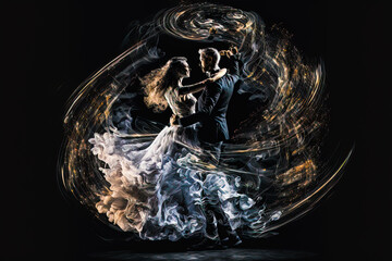 Abstract Gen Art dancing couple strobe effects - obrazy, fototapety, plakaty