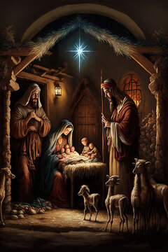 christmas nativity scene with jesus