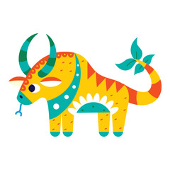 Isolated colored bull alebrije icon Vector