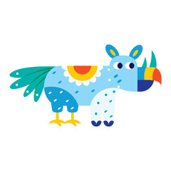 Isolated colored rhino alebrije icon Vector