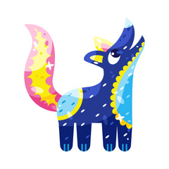 Isolated colored wolf alebrije icon Vector