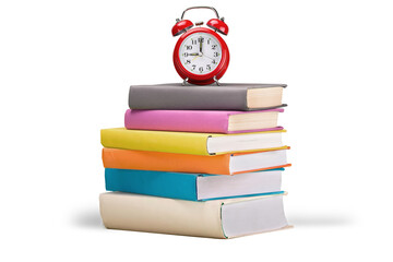 Back to school isolated alarm clock school book study text books textbooks