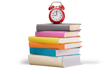 Back to school isolated alarm clock school book study text books textbooks