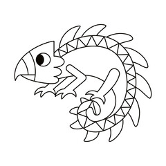 Isolated outline chameleon alebrije icon Vector