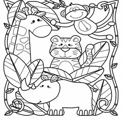 Fototapeta na wymiar Coloring book page for children with colorful template. Cartoon isolated illustration. For coloring books, preschool education, print, game, decor.