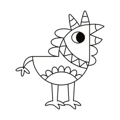 Isolated outline little chicken alebrije icon Vector
