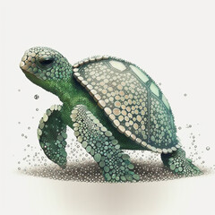 Fototapeta premium Green Turtle Made out of Sequins or Mosaic Tiles. Computer generated image. 