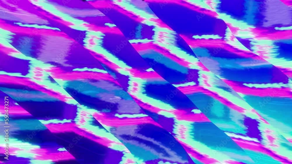 Poster bright pattern with stripes and diamonds. motion. colorful psychedelic pattern with moving mirror st