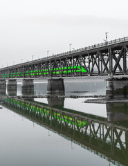 Naklejka na ściany i meble train bridge over the river 