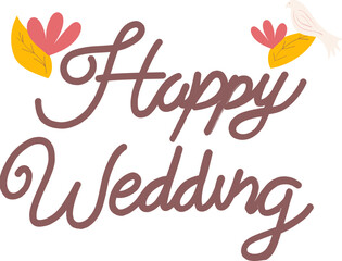 Happy wedding typography illustration