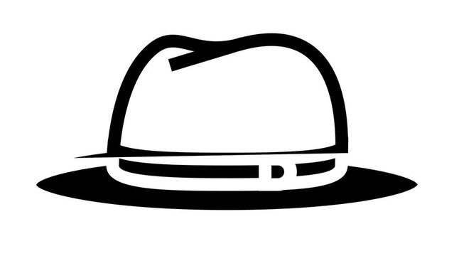 fedora hat cap line icon animation