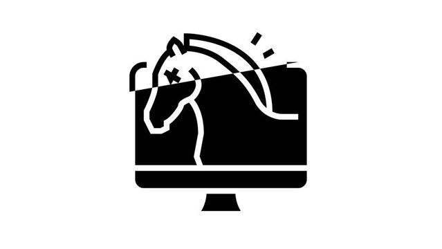 trojan horses line icon animation