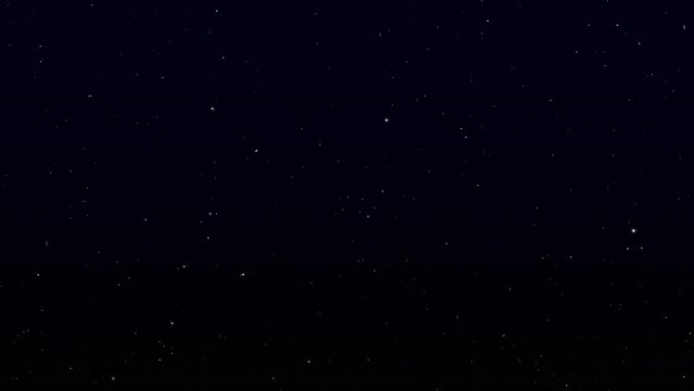 Computer graphics of shooting stars. Flashing stars on a dark background. 4k video footage.