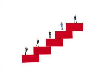 Career ladder concept.team concept. Hierarchy in the work team and firm. Career growth. Figurine of...