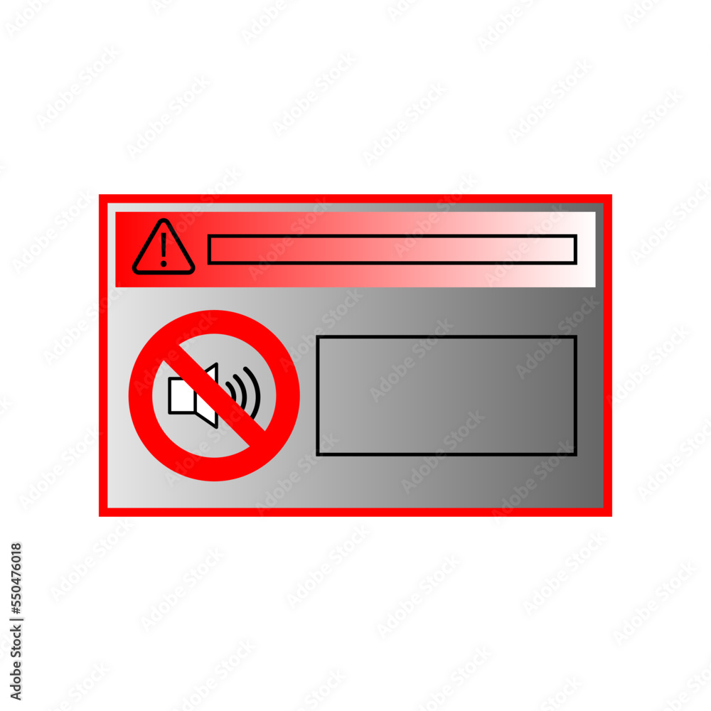 Poster red banner ban sound. modern technology. megaphone speaker. computer interface. vector illustration.