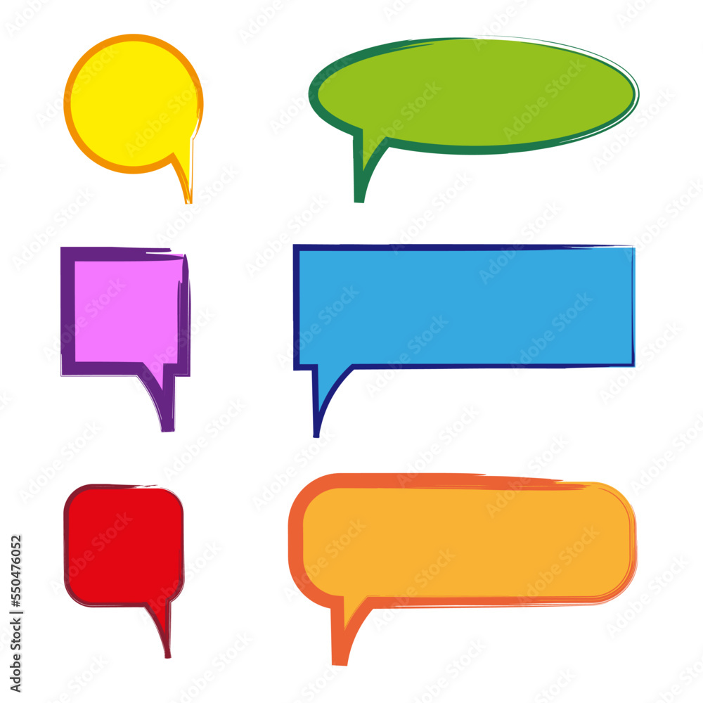 Poster doodle messages colored frames. dialog frame. dialog frame. round shape. vector illustration. stock 