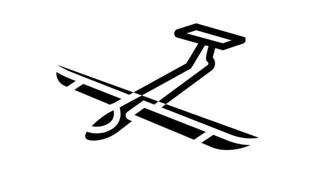 glider airplane aircraft line icon animation