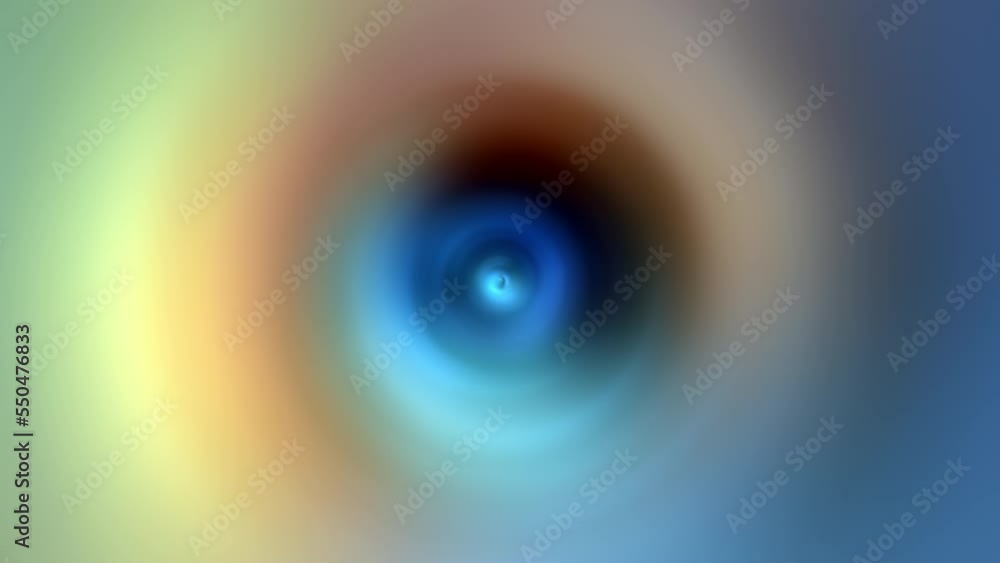 Poster loop multicolored radial shine flare light blurred gradient moving hypnotic spiral background. 4k se