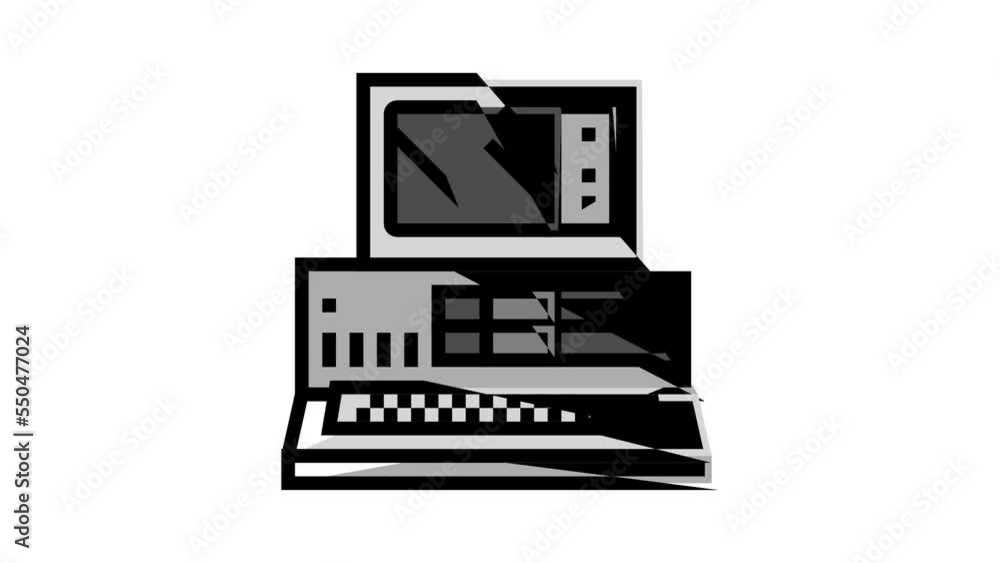 Poster computer pc retro device color icon animation